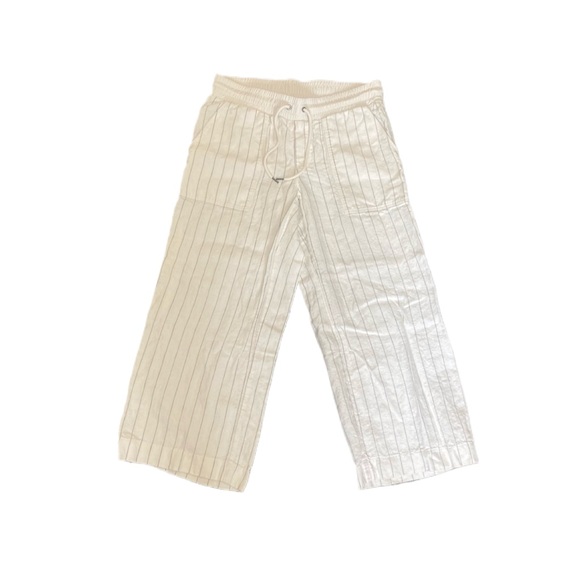 Athleta Pants - Athleta Women’s Wide Leg Striped Linen Cropped Drawstring Capri Pants S…